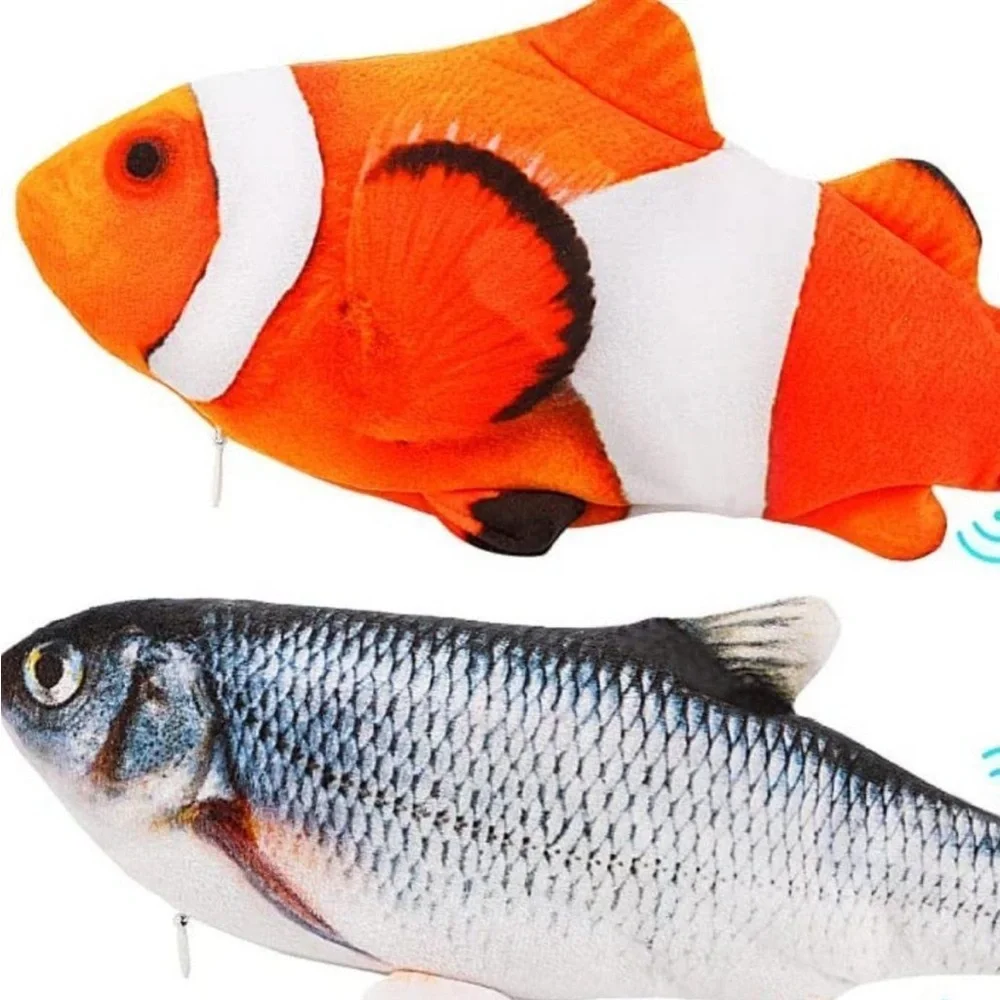Cat Toy Flopping Fish rechargeable. Clown Fish cat toy.